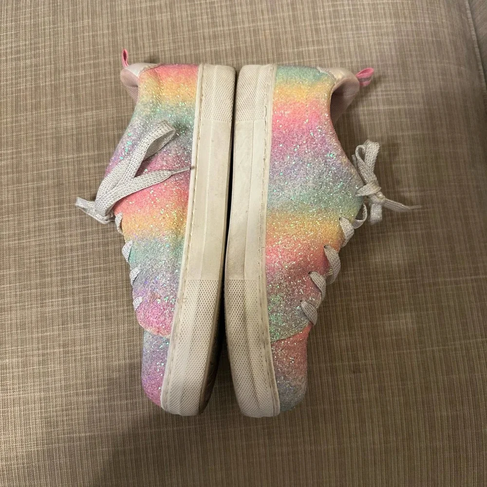 Wonder Nation Girls Pastel Rainbow Star Casual Low-Top Court Sneaker Size 6